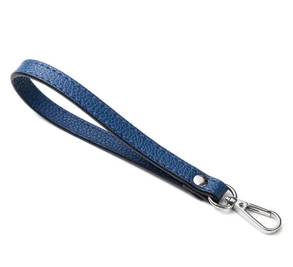 Navy and Silver  Wrist Strap Purse Bag Strap 20CM PU Leather Handles